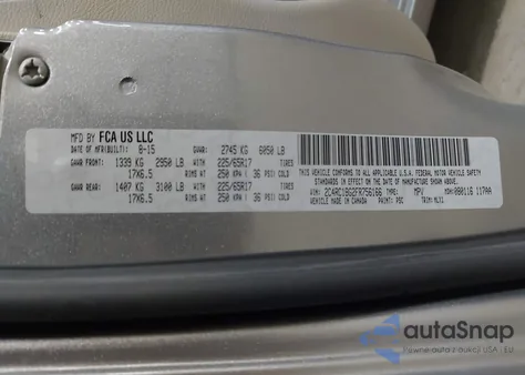 2015 Chrysler Town & Country Touring z USA, uszkodzony, nr VIN 2C4RC1BG2FR756166